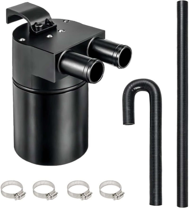 BOMLING Aluminum Alloy Oil Catch Can Reservior 300ml Automotive Replacement Catch Can Breather Tank Kit Compatible with BMW N54 335i 135i E90 E92 E82 2006 2007 2008 2009 2010,Black - Image 1